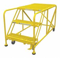 COTTERMAN Work Platform: 2.5 ft Platform Ht - Max, 24 in x 60 in, Steel, 800 lb Load Capacity (MPN 3WP2460RA3B4B8AC2P6). Key specifications — Folding: Not Foldable; Mobility: Rolling; Components Included: Rubber Foot Pads; Use Location: Indoor; Brand: COTTERMAN; Color: Yellow; Height Adjustability: Fixed Height; Includes Handrails: Handrails Not Included.