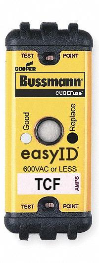 BUSSMANN Fuse: Class CF, TCF Series, Time-Delay, 30 A, 600 V AC, 300 V DC, Indicating (MPN TCF30). Key specifications — Brand: BUSSMANN; Series: TCF.