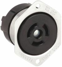 HUBBELL Locking Receptacle: Non-NEMA, Brown/Silver, 125/250V AC, 10 A_15 A Current Rating, 3 Poles (MPN HBL7557). Key specifications — Brand: HUBBELL.