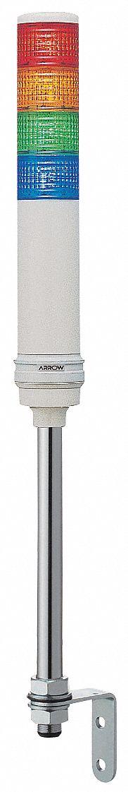SCHNEIDER Tower Light Assembly: 4 Tier, Blue/Green/Orange/Red, Sounder Tier Included - Four-Tier Tower Light Assemblies