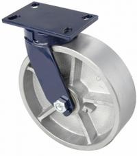 RWM Plate Caster: Swivel, Iron, 8 in Wheel Dia, 2 in Wheel Wd, 10 1/8 in Mounting Ht, Roller, Swivel (MPN 75-CIR-0820-S). Key specifications — Wheel/Tread Color: Silver; Brand: RWM; Roll Up: Swivel.