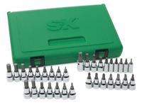 SK PROFESSIONAL TOOLS Socket Bit Set: 26 - 50 Pieces, 1/4 in, 3/8 in Drive Size, 33 Pieces, Torx (MPN 89039). Key specifications — attr1216280: Replaceable Insert; attr1216283: SK PROFESSIONAL TOOLS; attr1225718: T 7 to T 55; attr1227491: 1/4 in, 3/8 in.