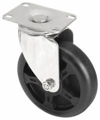 APPROVED VENDOR Plate Caster: Swivel, No Brake, Nylon, 5 in Wheel Dia., 1 1/4 in Wheel Wd, Slot (MPN P12SX-HNG050G-12). Key specifications — Brand: APPROVED VENDOR; Wheel/Tread Color: Black; Roll Up: Swivel.