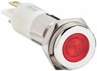APPROVED VENDOR Flush Panel Light: 10 mm Panel Mounting Hole Dia, LED, Red, Flush Head, H10 (MPN 24M104). Key specifications — Brand: APPROVED VENDOR; Electrical Connection: 0.11 Male Quick Disconnect.
