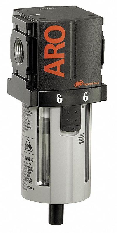 ARO Pneumatic Oil Filter: Coalescing, 1/4 in NPT, 0.3 micron, 73 cfm, 250 psi Max Op Pressure - ARO FRL Air Filters