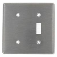 LEVITON Wall Plate: Combo, 2 Gang, Silver, Std Size (MPN 84077-40). Key specifications — Brand: LEVITON; Material: Stainless Steel.