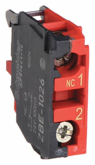 SCHNEIDER Contact Block: 22 mm Panel Mounting Size, 1NC, Momentary - Contact Blocks