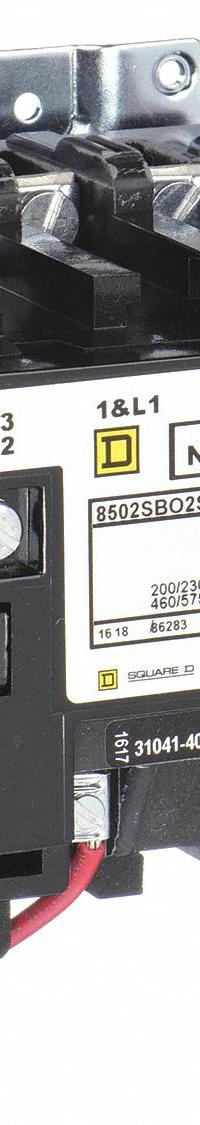 SQUARE D NEMA Magnetic Contactor: Non-Reversing, 3 Poles, NEMA Size 0, 18 A, 120V AC (MPN 8502SBO2V02S). Key specifications — Brand: SQUARE D.