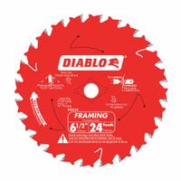 DIABLO Circular Saw Blade: 6 1/2 in Blade Dia., 24 Teeth, 0.06 in Cut Wd, 5/8 in Arbor Size, Combo (MPN D0624X). Key specifications — attr1116119: DIABLO; attr1145631: Nail-Embedded Wood.