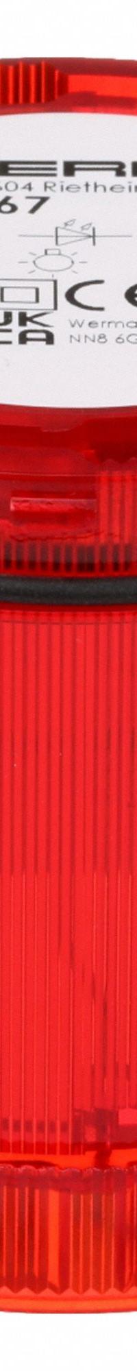 WERMA Tower Light Module: Steady, 115V AC, Red, 70 mm Overall Dia, 66 mm Overall Ht, KombiSIGN 71 (MPN 64410067). Key specifications — Brand: WERMA; Compatible with Series: KombiSIGN 71; Lens Color: Red; Operating Voltage: 115V AC; Manufacturer Part Number: 64410067.