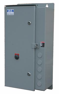 EATON NEMA Magnetic Motor Starter: Non-Reversing, 3 Poles, NEMA Size 5, 270 A, 480V AC Coil (MPN ECN0554CAA-R63/G). Key specifications — attr211388: EATON; attr951451: 1NO/1NC; attr951453: 480V AC; attr951489: Three; attr984425: 1NO/1NC; attr984429: Pilot Light; attr997361: None (Not Applicable to Electronic Overloads).