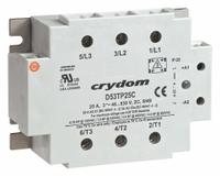 CRYDOM Solid State Relay: Surface Mounted, 25 A Max Output Current, SCR, AC Output (MPN D53TP25CH). Key specifications — Brand: CRYDOM; Current Type: DC; Electrical Connection: Saddle Clamp; Screw; Finger Safe: Yes; Input Current: 35 mA; Maximum Output Current without Heat Sink: Not Recommended; Mounting Style: Panel.