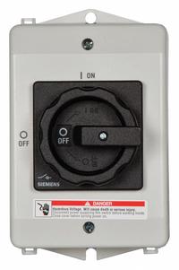 SIEMENS Safety Switch: Non-Fusible, 30 A, Three Phase, Non-Metallic (MPN 3LD22642TW510US2). Key specifications — Environment: Indoor/Outdoor; Phase: Three; Handle Color: Black; Housing Material: Plastic; Standards: CSA Certified; Brand: SIEMENS; For Environment: Indoor Rated.