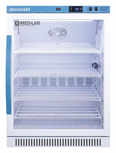 ACCUCOLD Lab Refrigerator: 6 cu ft, Undercounter, 2°C to 10°C, 24 3/8 in Overall Dp - General Purpose Lab Refrigerators