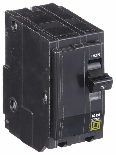 SQUARE D Miniature Circuit Breaker: 20 A, 120/240V AC, Single Phase, 10kA at 120/240V AC - QO Series, Plug-In Square D Miniature Circuit Breakers