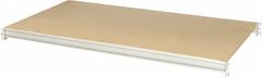 HALLOWELL Bulk Rack Shelf: 72 in x 36 in x 3 1/8 in, 14 ga Beams, Particleboard (MPN HBRL7236P-PL). Key specifications — Decking Material: Particleboard; Frame Finish: Powder Coated; Frame Material: Steel; Color: Light Gray; Includes: (2) Beams; Brand: HALLOWELL.