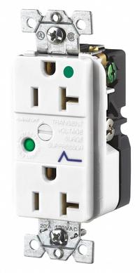 BRYANT Receptacle: Hospital Grade, Duplex, 5-20R, White, 125V AC, 20 A, 2 Pole / 3 Wire (MPN SP83WA)
