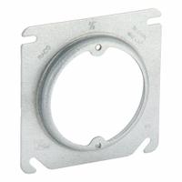 RACO Plaster Ring: Open/Raised, 1/2 in Raised Ht, Steel, 4 in Overall Lg, 4 in Overall Wd (MPN 767). Key specifications — Brand: RACO; Material: Steel; Cover Design: Open/Raised.