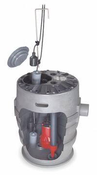 LIBERTY PUMPS Sewage Ejector System: 41 gal, 1/2 hp, 115V AC, 160 gpm Flow Rate @ 10' of Head, 4 in (MPN P372LE51/A2). Key specifications — Rated Voltage: 115V AC; Discharge Location: Top; Brand: LIBERTY PUMPS; Switch: Piggyback Tether Float.