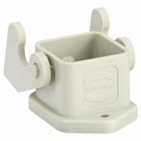 HARTING Rectangular Connector Housing: Size 3 A, Bulkhead Mount, Gray, Polycarbonate, IP44/IP65/IP67 (MPN 09200030320). Key specifications — IP Rating: IP44; Size Designation: 3 A; Seal Material: NBR; Locking Type: Single Lever; Brand: HARTING; Primary Material: Polycarbonate; Operating Temperature Range: -40 to 125 Degrees C.