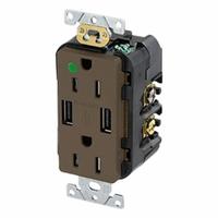 LEVITON Straight Blade Duplex Receptacle: Hospital Grade, Duplex, 5-15R, Brown, 125V AC, 15 A (MPN T5632-HG)