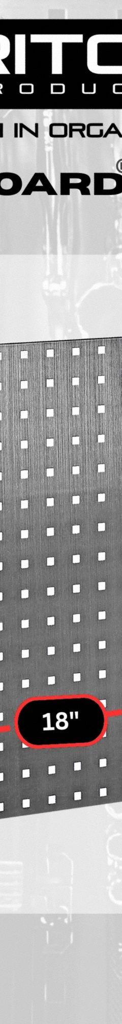 TRITON PRODUCTS Stationary Pegboard Panels: Square, 3/8 in Peg Hole Size, 24 in x 24 in x 9/16 in (MPN LB1-S). Key specifications — Material: Stainless Steel; Finish: Brushed; Peg Hole Shape: Square; Includes: Mounting Hardware; Color: Stainless Steel; Brand: TRITON PRODUCTS.