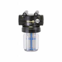 BANJO Inline Strainer: Polypropylene, 3/4 in, NPT, Mesh, 0.0117 in Screen Size, 4 1/4 in Ht, 3 in Lg (MPN LSTM075-50C). Key specifications — Screen Material: 316 Stainless Steel; Bowl Color: Clear; Material: Polypropylene; Brand: BANJO; Seal Material: EPDM; Color: Blue.