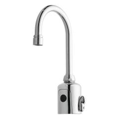 CHICAGO FAUCETS Bathroom Sensor Faucet: HyTronic Gooseneck, Cast Brass, Polished Chrome Finish (MPN WWG116.123.AB.1T). Key specifications — Brand: CHICAGO FAUCETS; Includes: Mounting Hardware; Series: HyTronic Gooseneck.