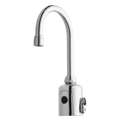 CHICAGO FAUCETS Bathroom Sensor Faucet: HyTronic Gooseneck, Cast Brass - Single-Post Sensor Bathroom Faucets