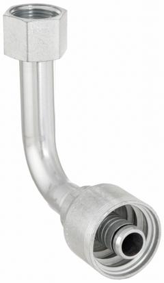 AEROQUIP Hydraulic Crimp Fitting: Steel x Steel, 90° Elbow, -12 For Hose Dash Size, ORS x Crimp (MPN 4SA12FRC12). Key specifications — Fitting Gender: Female x Genderless; Fitting Connection Type: ORS x Crimp; For Hose Dash Size: -12; Thread Size: 1-3/16"-12; Brand: AEROQUIP.