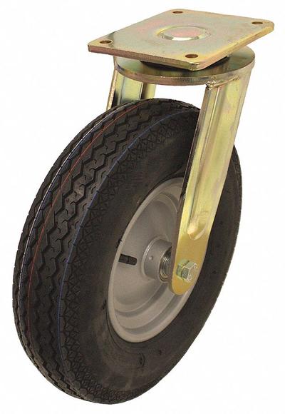 APPROVED VENDOR Plate Caster: Swivel, Steel, 16 in Wheel Dia., 4 1/2 in Wheel Wd, Hole - Plate Casters with Pneumatic Wheels