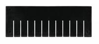 AKRO-MILS Divider: 15 3/8 in x 5 1/2 in, Black, For 9 1/8 in Bin Wd, Plastic, Long Side (MPN 42166). Key specifications — ESD Conductive: Not Electrostatic Discharge Conductive; Brand: AKRO-MILS; Material: Plastic; Compatible Manufacturer Model Number: 33166.