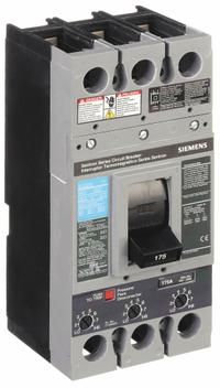 SIEMENS Molded Case Circuit Breaker: 175 A Amps, 22kA at 600V AC, Fixed, Lug, ABC, FXD6-A, 600V AC (MPN FXD63B175). Key specifications — Phase Connection: ABC; Instantaneous Trip: Fixed; Terminal Connection: Lug; Series: FXD6-A; Max. AIR Rating: 22kA at 600V AC.
