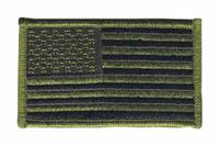 HEROS PRIDE Embroidered Patch: U.S. Flag, 3 3/8 in x 2 in, Black/Green, Plastic, Sew-On, Flag (MPN 0040). Key specifications — attr1074238: Sew-On; attr188498: 3-3/8 in x 2 in; attr188499: Green; attr188500: Plastic; attr188503: U.S. Flag; attr193746: HEROS PRIDE.