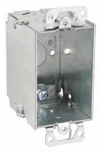RACO Electrical Box: Steel, Steel Material & Nominal Size, 1 Gangs, 2 1/2 in Box Dp, 4 1/4 in Box Wd (MPN 519). Key specifications — Brand: RACO; Bracket Style: Without Bracket; Clamp Style: KO.