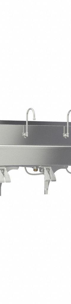 SANI-LAV Hands-Free Wash Station: 5 Stations, 8 in Bowl Dp, 97 in Bowl Lg, 16 1/2 in Bowl Wd, 16 ga (MPN 510WS-0.5). Key specifications — Includes Side Splash: Side Splash Not Included; Series: Stainless Steel Wash-Station; Brand: SANI-LAV.