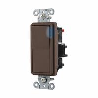 HUBBELL Wall Switch: Rocker Switch, Single Pole, Maintained, Brown, 120/277V AC, 20 A (MPN DS120STIL). Key specifications — Illuminated: Yes; Voltage Rating: 120/277V AC.