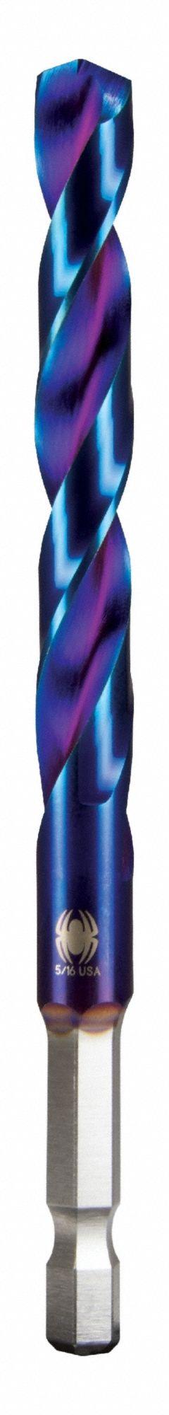 SPYDER Twist Drill Bit: 5/16", 137° Split Point, HSS, Impact Rated, Quick-Change Hex Shank (MPN 19013). Key specifications — attr1234973: Impact Rated; attr1234966: SPYDER; attr1234978: 0.3125.