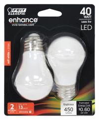 FEIT ELECTRIC Compact LED Bulb: Medium Screw (E26), LED, (A) Classic, A15, 5 W Watt, 2700K, Frosted (MPN BPA1540W927CAFIL2/RP). Key specifications — attr233510: A15; attr233525: 120V AC; attr233549: Frosted; attr518949: 2700K; attr239859: FEIT ELECTRIC.
