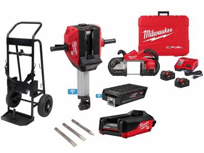 MILWAUKEE Tool Combination Kit: 2 Tools, Breaker Hammer/Portable Band Saw - Milwaukee 18V Cordless Tool Combination Kits