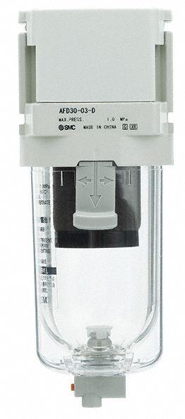 SMC Compressed Air Filter: Water Separator, 1/4 in NPT, 0.01 micron, 8.5 cfm - SMC FRL Air Filters