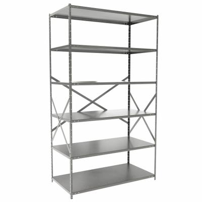 HALLOWELL Metal Shelving: Standalone, Medium-Duty, 48 in x 24 in, 84 in Overall Ht - Medium-Duty Standalone Open Metal Shelving