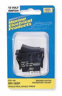 HUBBELL WIRING DEVICE-KELLEMS Marine Rocker Switch: 2 Positions, SPST, On/Off (MPN MR11MSP). Key specifications — Brand: HUBBELL WIRING DEVICE-KELLEMS.