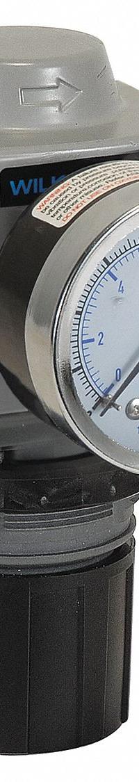 WILKERSON Compressed Air Regulator: Aluminum, 3/8 in NPT, 150 cfm, 300 psi Max Op Pressure, Knob (MPN R18-03-F0G0B). Key specifications — attr111664: Yes; attr111400: R18; attr111627: WILKERSON.