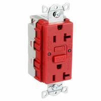 HUBBELL GFCI Receptacle: Decorator Duplex, 5-20, Red, GFCI, 125V AC, 20 A, 2 Pole / 3 Wire (MPN SNAPGF20R)