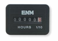 ENM Hour Meter: Hour Meters, Front Panel Mounting, Analog, 1 1/4 in x 2 in, 115 V AC – 240 V AC (MPN T51D52). Key specifications — Mounting Style: Panel; Standards: ISO 9001:2000; Bezel Face Shape: Rectangular; Hour Unit Increment: Tenth; Brand: ENM; Manufacturer Part Number: T51D52; Meter Type_Broad: Analog.