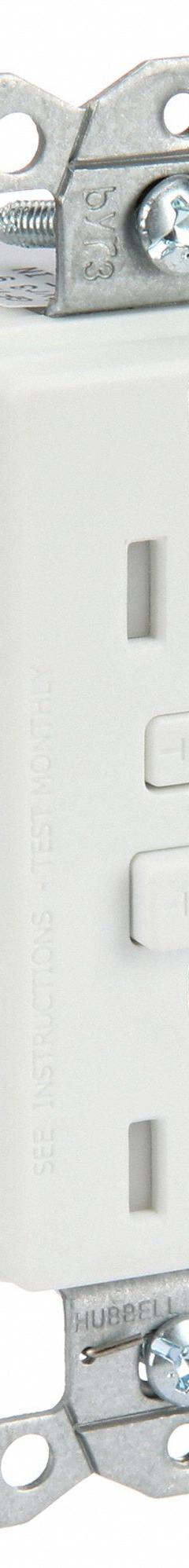 BRYANT GFCI Receptacle: Duplex, 5-20, White, GFCI, 125V AC, 20 A, 2 Pole / 3 Wire (MPN GFT20W)