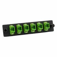FIBERTRONICS Fiber Optic Adapter Plate: Single Mode, OS2, 6 Fiber Ports, SC, APC, Simplex, Green (MPN LGX-SCSX-6G). Key specifications — Brand: FIBERTRONICS; Connector Type: SC; Port Configuration: Simplex; Color: Green; Contact Type Finish: APC.