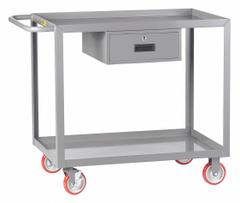 LITTLE GIANT Utility Cart: 1,200 lb, 48 in L x 24 in W Shelf, 2 Shelves, Gray, Flat (MPN LGL-2448-BK-DR). Key specifications — Caster/Wheel Configuration: (2) Rigid; Brand: LITTLE GIANT; Caster Wheel/Tread Material: Polyurethane.