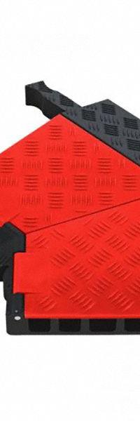CHECKERS Cable Protector 45 Degrees Left Turn: 5 Channels, Hinged, 1 13/40 in Max Cable Dia (MPN GDT5X125-L-O/B). Key specifications — Brand: CHECKERS; Color: Black/Orange; Component: Left Turn 45 Degrees; Material: Polyurethane.
